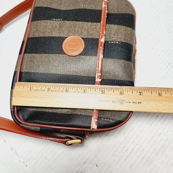 Vintage Fendi Penguin Striped Leather Shoulder Bag Multicolor Zip VTG Designer - Picture 8 of 16